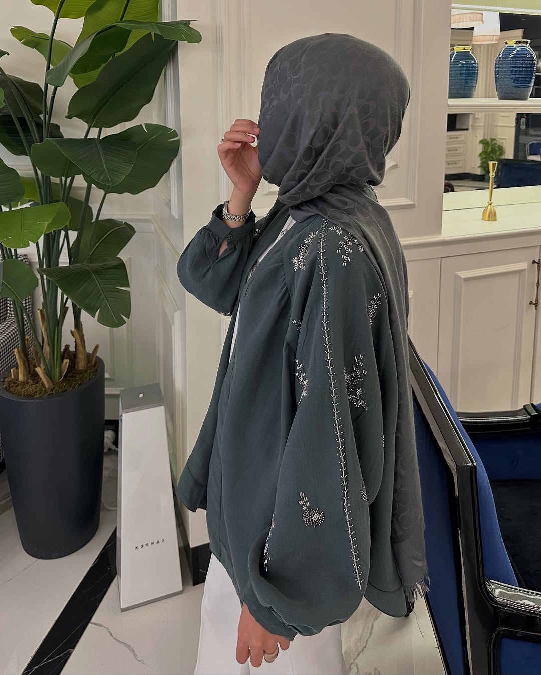 Balon Kol Elbise - Bordo