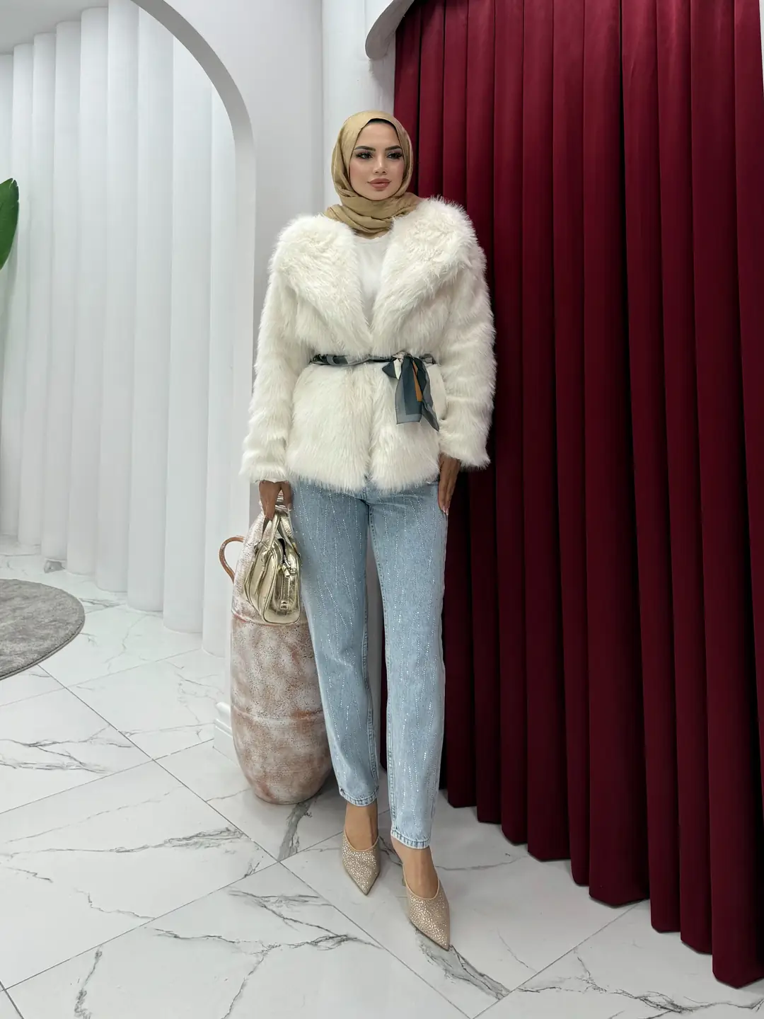 Çapraz Taşlı Jean Pantalon - 2