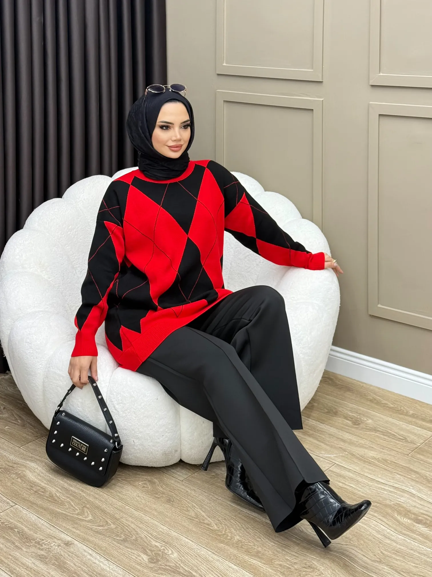 Çimalı Kesik Paçalı Palazzo Scuba Pantolon - 2