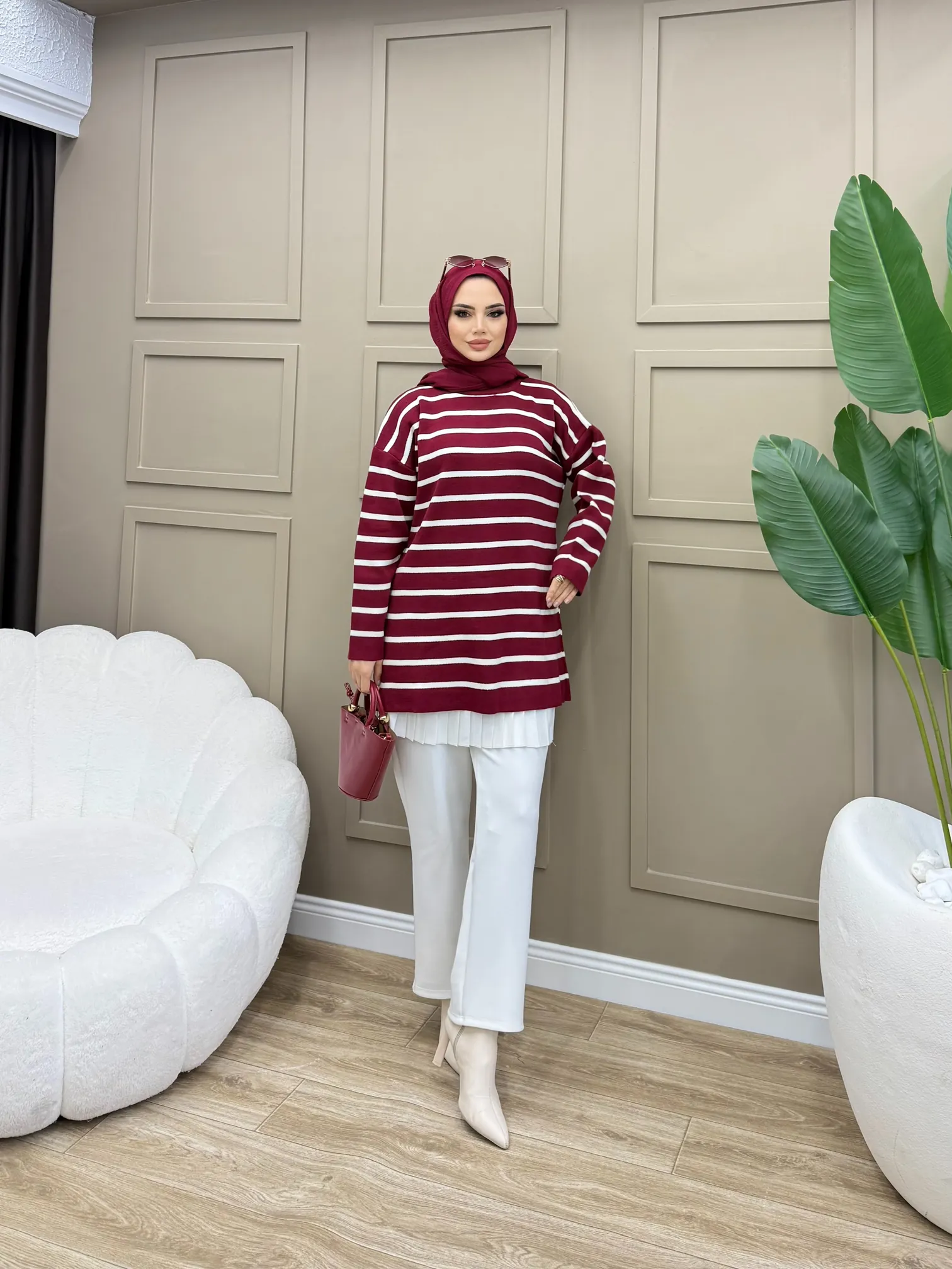 Çizgili Triko Kazak