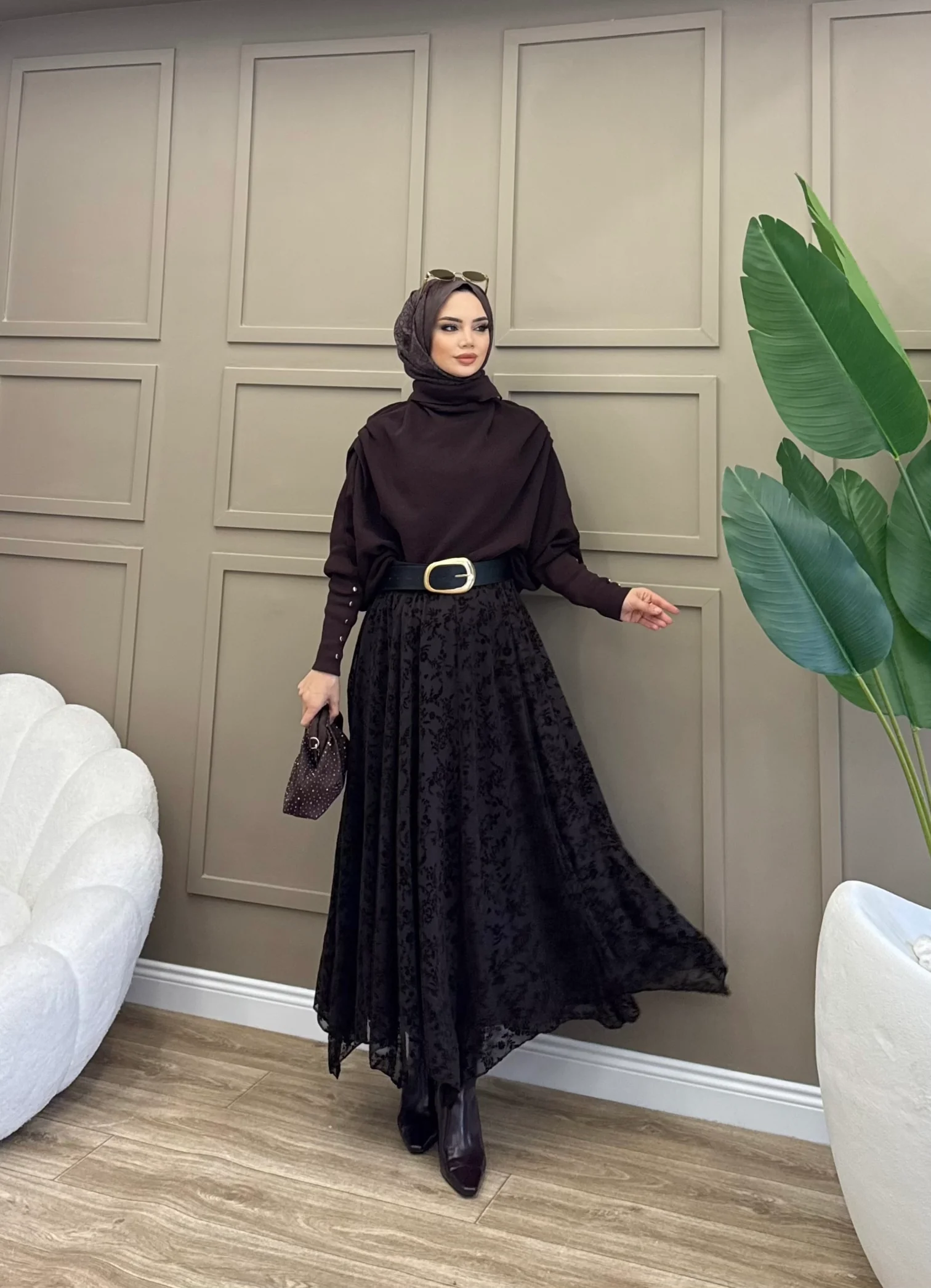 Flok Baskı Tül Etek - 2