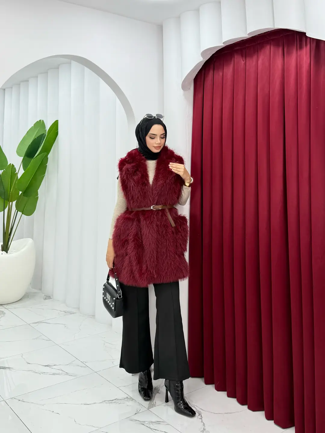 Kemerli Kürklü Yelek - 3