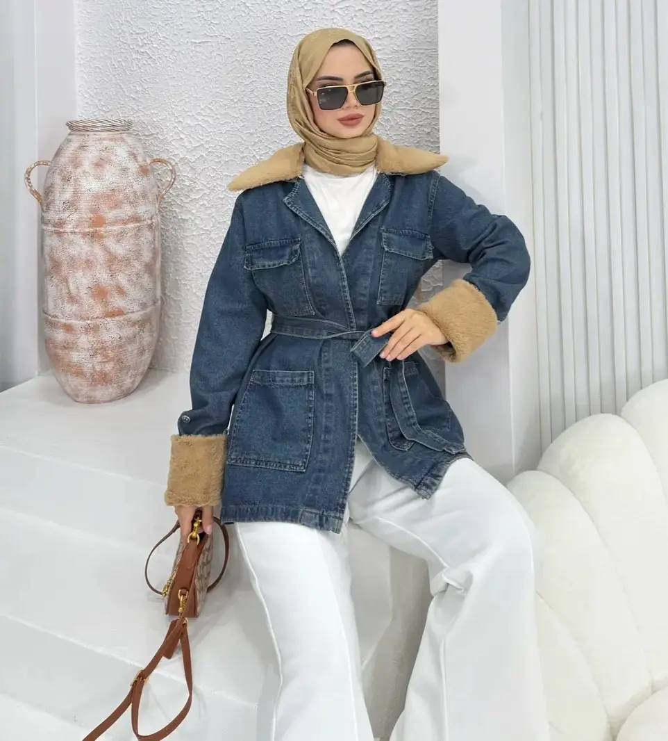 Kürk Yaka Kot Ceket - 2