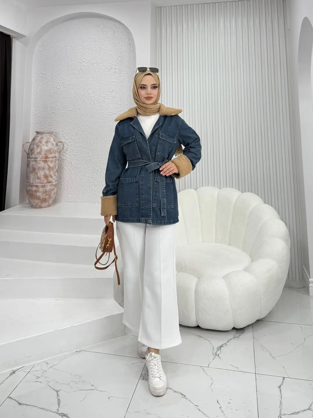 Kürk Yaka Kot Ceket - 3