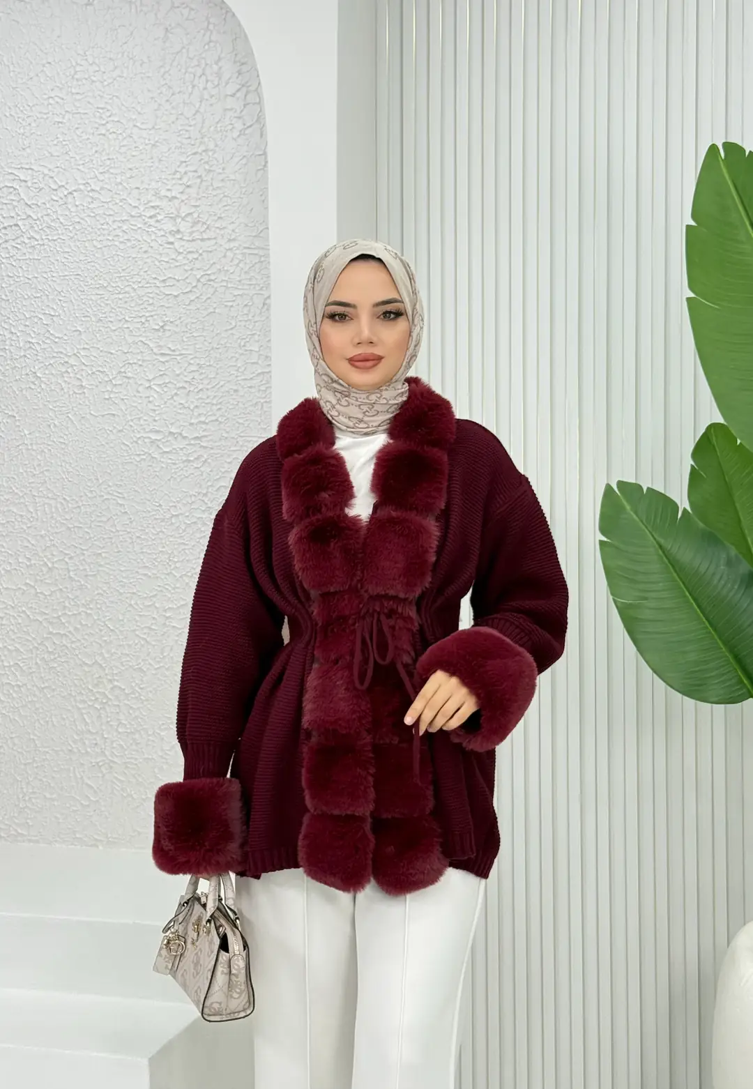 Kürklü Triko Hırka - 2