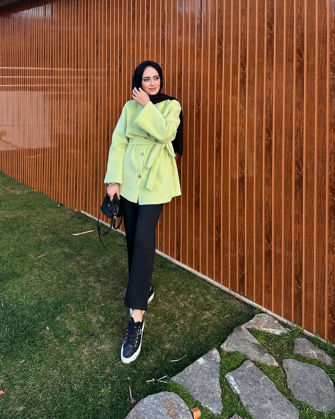 Kuşaklı Midi Elbise - Yeşil