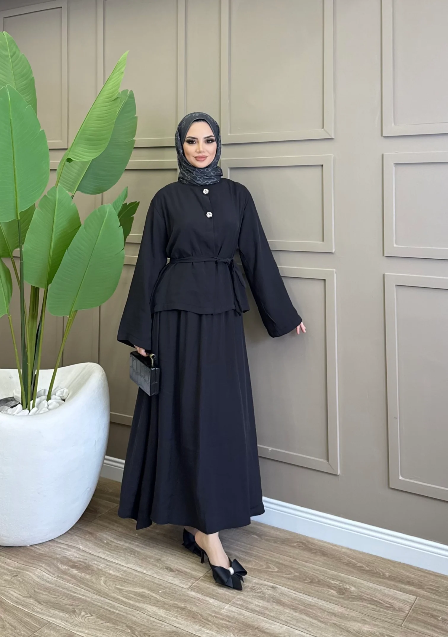 Kuşaklı Modal Etekli Takım - 2