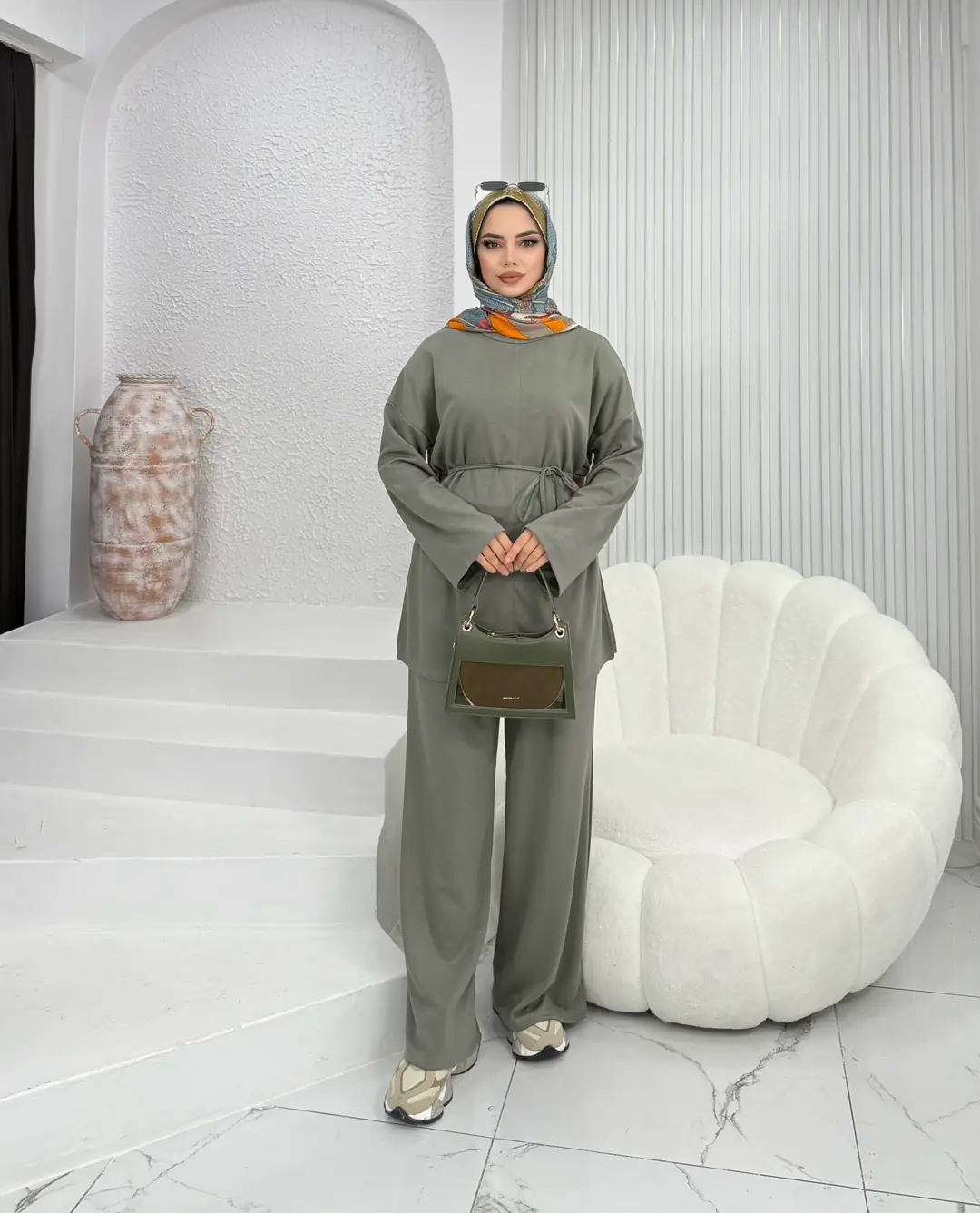 Kuşaklı Modal Takım Haki - 2