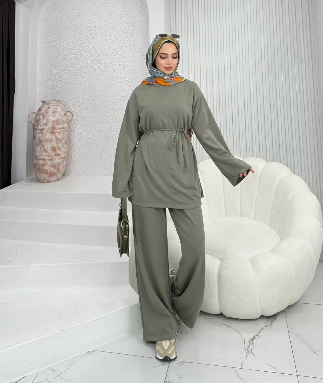 Kuşaklı Modal Takım Haki - 3