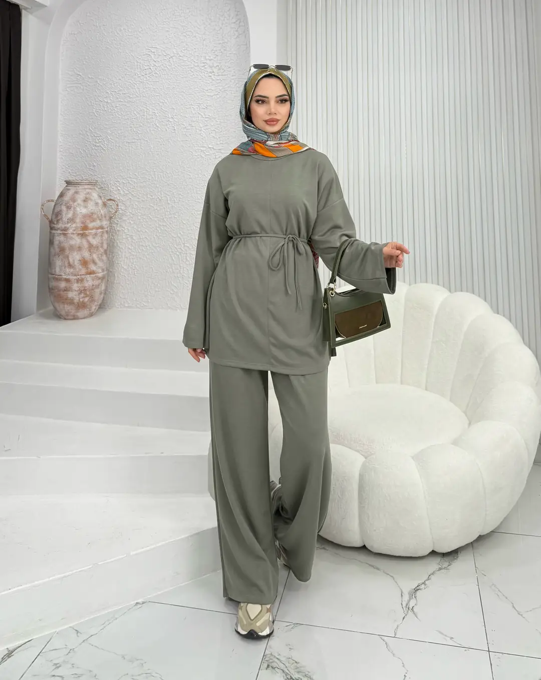 Kuşaklı Modal Takım Haki