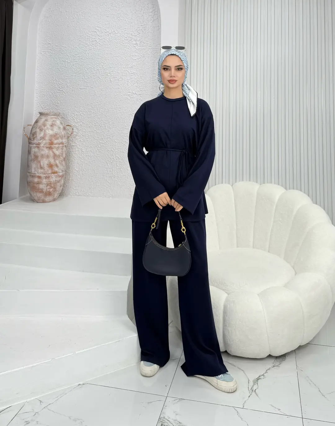 Kuşaklı Modal Takım Lacivert - 2