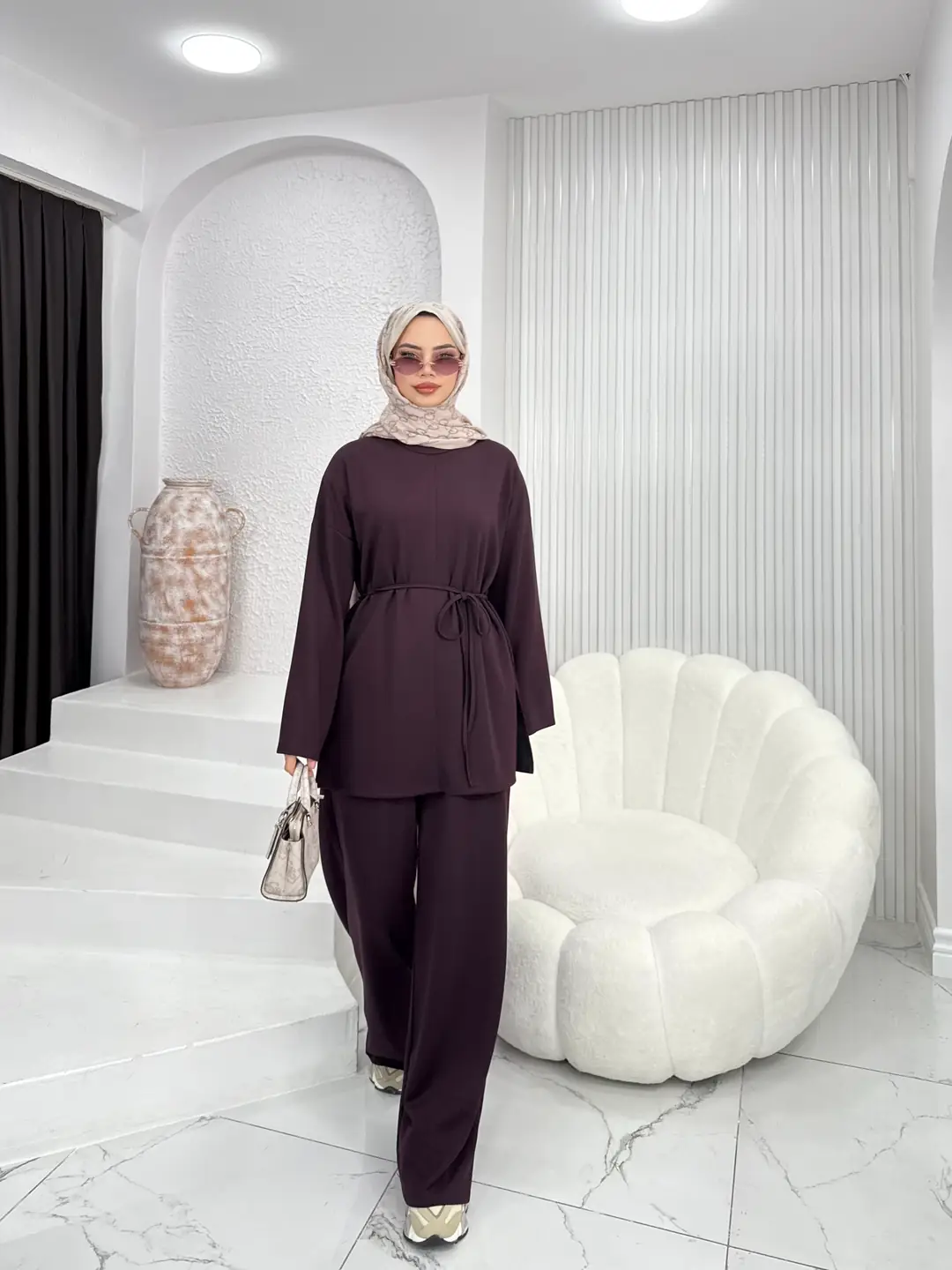 Kuşaklı Modal Takım Mürdüm - 3