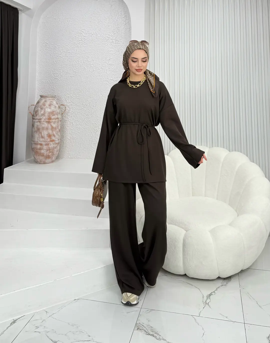 Modal Kuşaklı Takım Kahverengi - 3