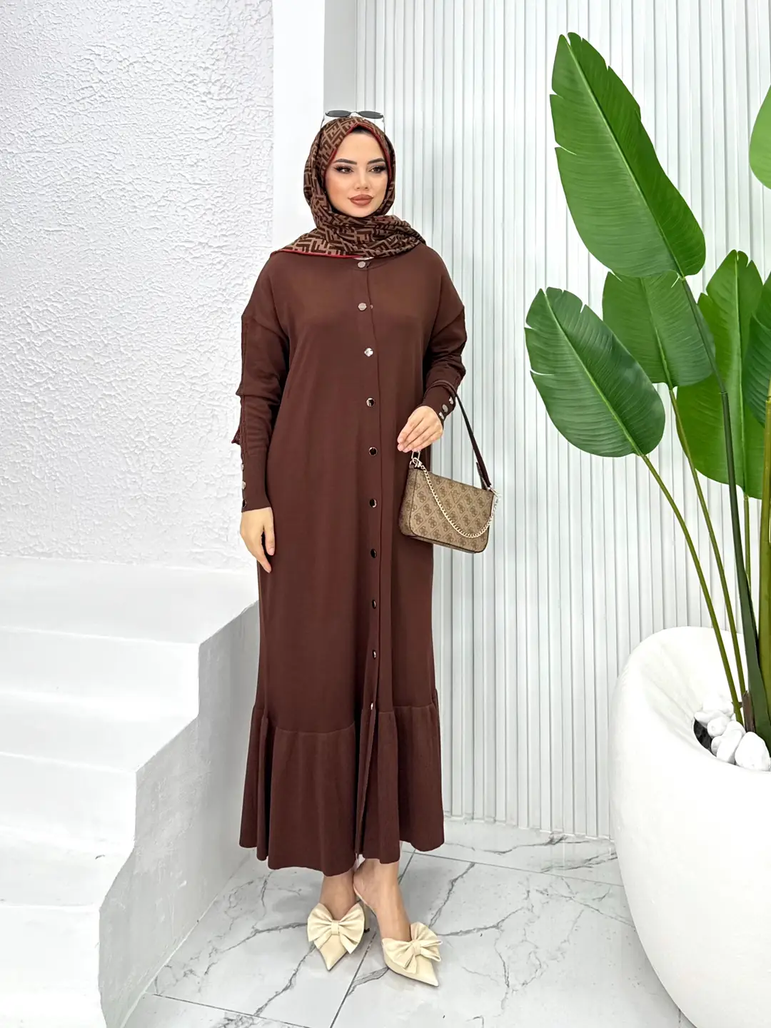 Premium Çelik Merserize Düğmeli Elbise - 2