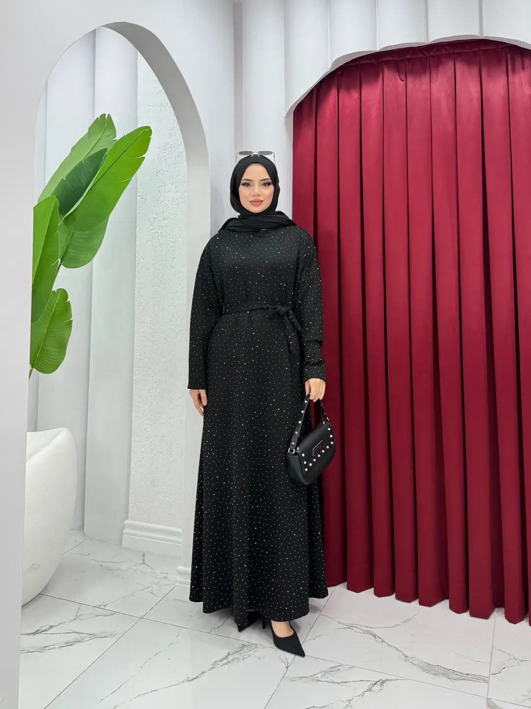 Taşlı Oysh Elbise Siyah - 2