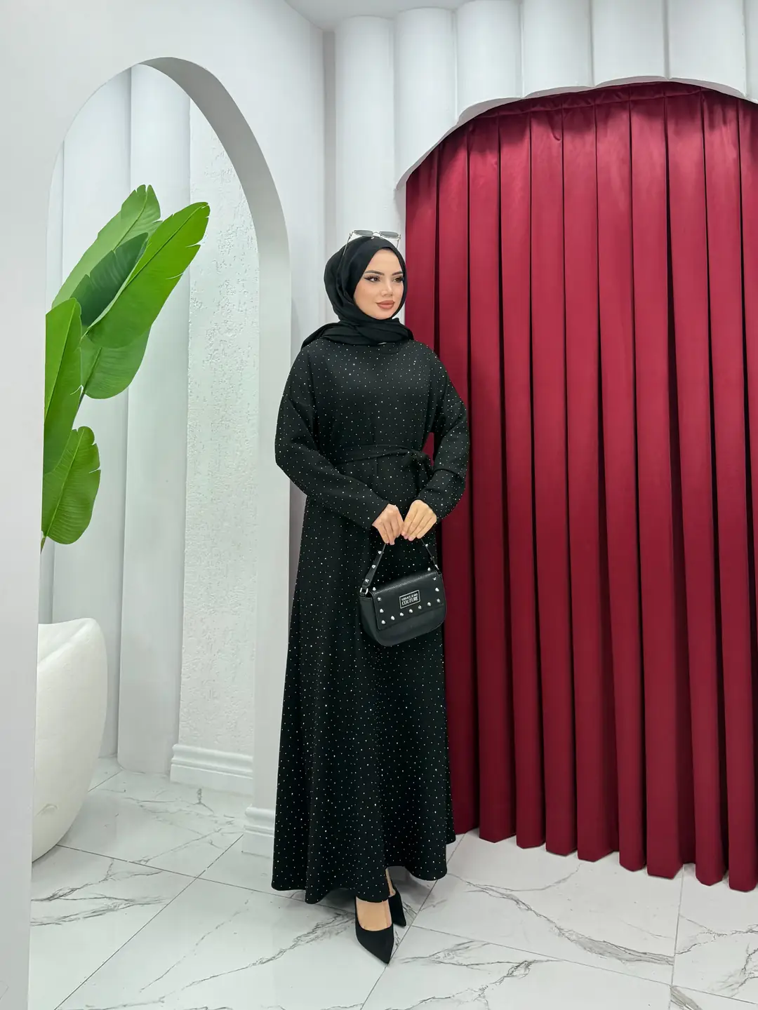 Taşlı Oysh Elbise Siyah - 3