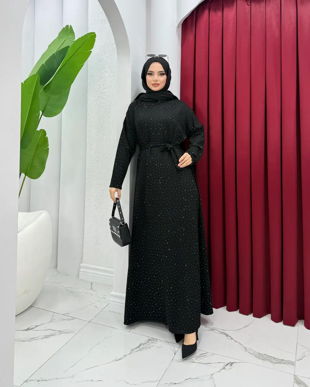 Taşlı Oysh Elbise Siyah