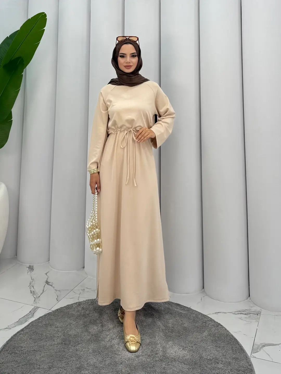 Tünelli Oysh Elbise Krem - 2