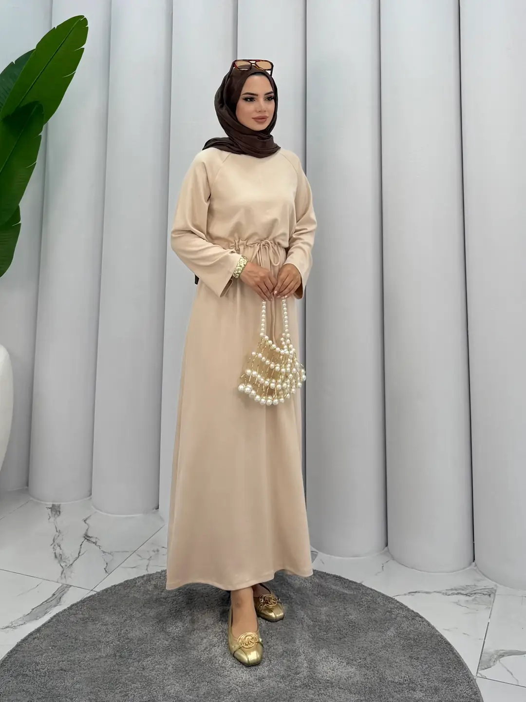 Tünelli Oysh Elbise Krem - 3