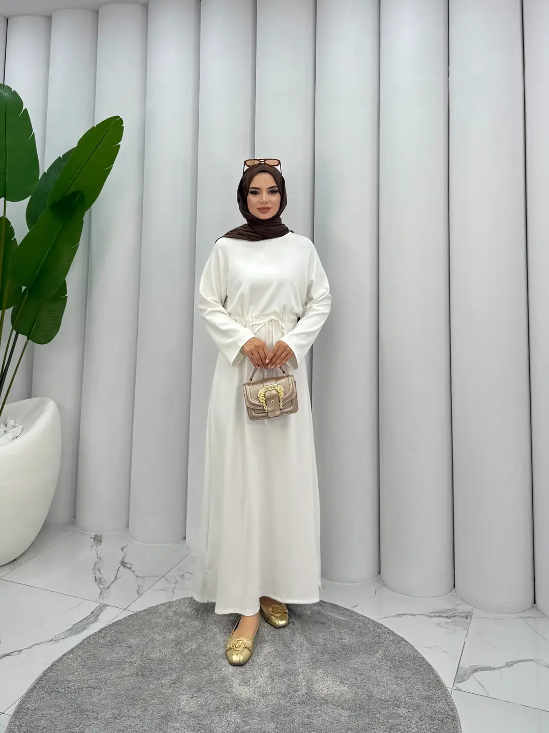 Tünelli Oysh Elbise Beyaz - 2