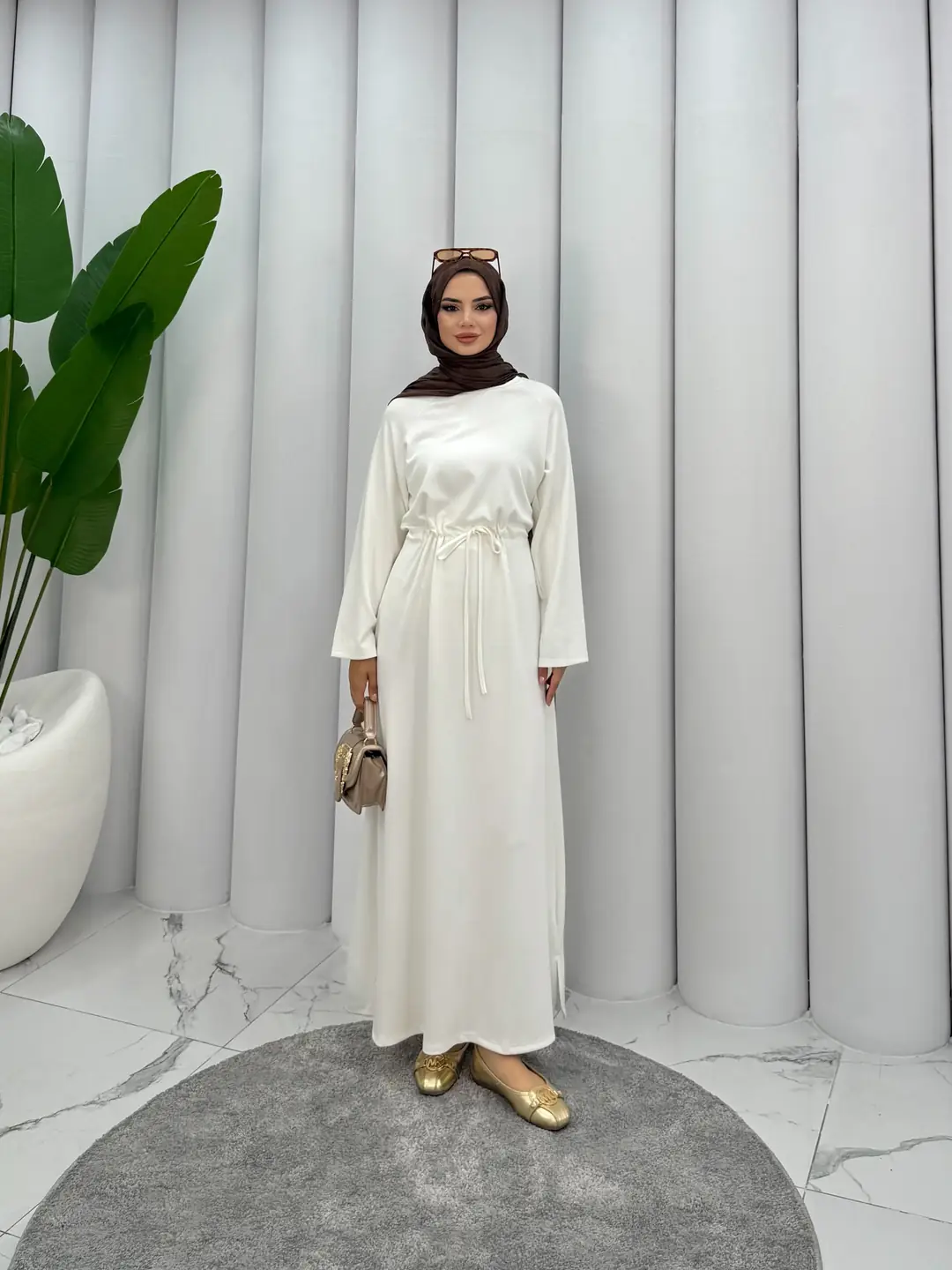 Tünelli Oysh Elbise Beyaz - 3