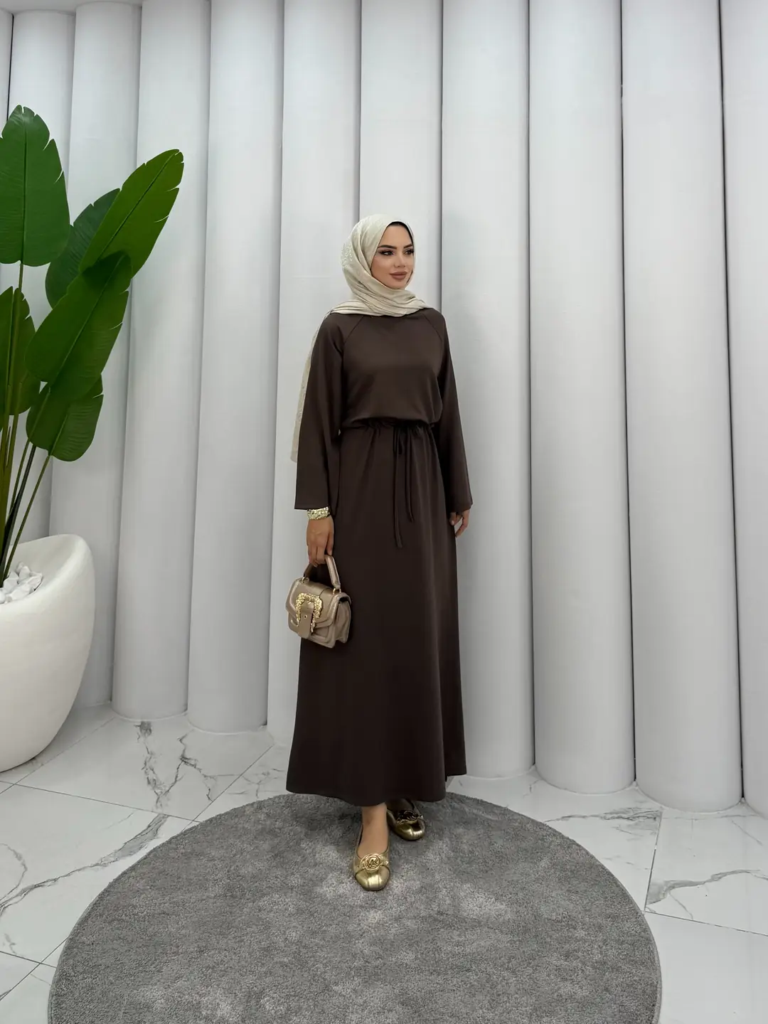 Tünelli Oysh Elbise Kahverengi - 2