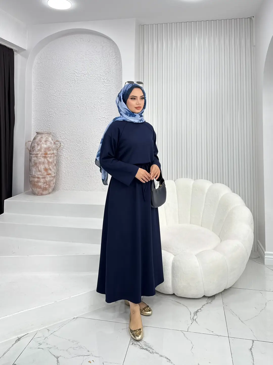 Tünelli Oysh Elbise Lacivert - 2