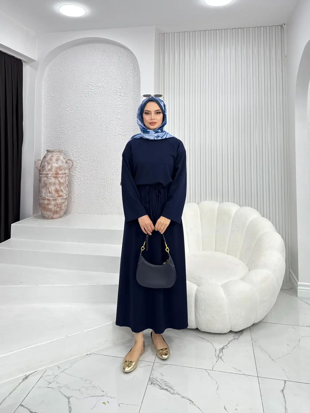 Tünelli Oysh Elbise Lacivert - 3