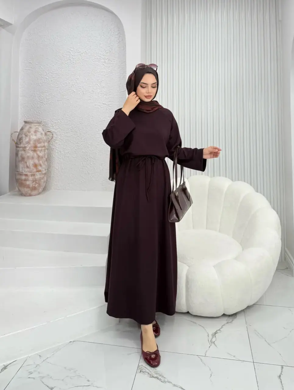 Tünelli Oysh Elbise Mürdüm